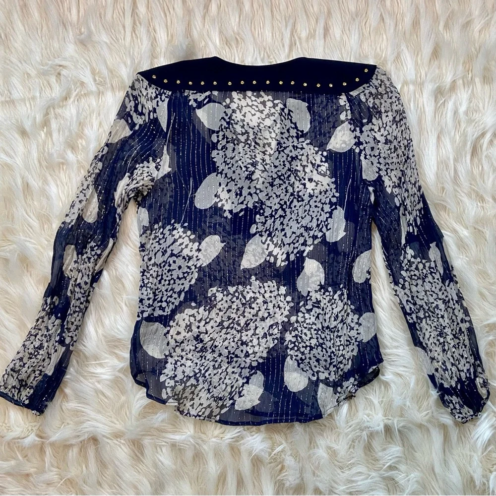 Zara | Navy Studded Blouse - Picture 5 of 7